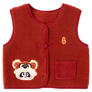 嘟嘟家儿童拜年服男童年装女童年服宝宝马甲男宝唐装国风喜庆冬季