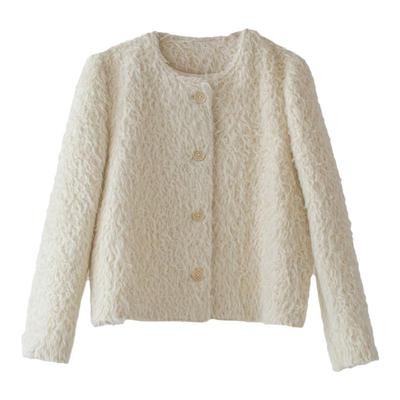 原隐简约短款水波纹短外套