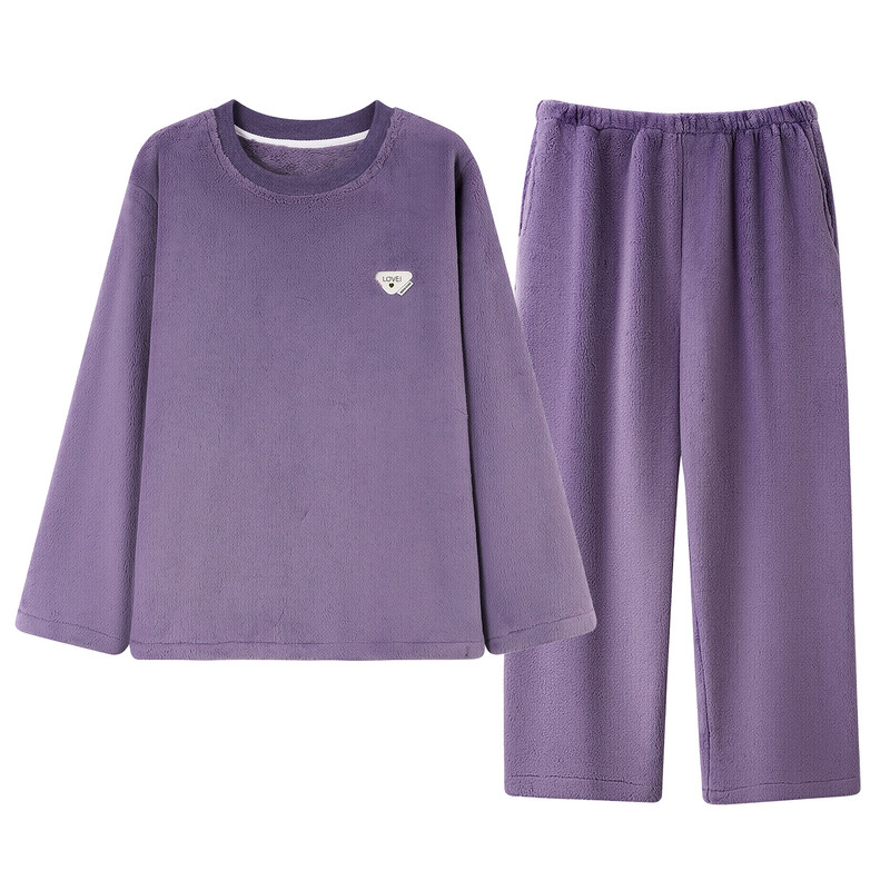 珊瑚绒睡衣女秋冬季中年妈妈加绒加厚保暖法兰绒可外穿家居服套装