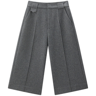 【商场同款】太平鸟2025冬季新款绒感阔腿七分休闲中裤A1GCF4319