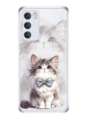 适用华为卡通蝴蝶结小猫手机壳