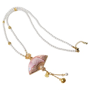 泰伽新中式国风珍珠贝宋锦项链流苏链子唐卡挂链佛牌链子汉服搭配