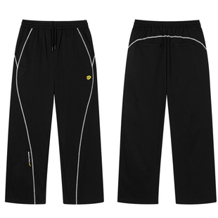 PSO Brand男装女装美式运动直筒黑色裤子男款宽松阔腿风衣长裤