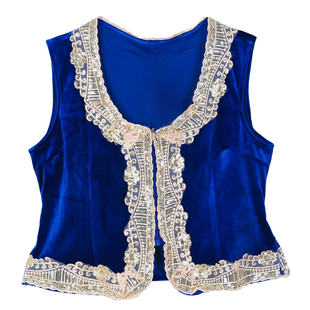 秋季新款新疆舞蹈服马甲女金丝绒短款广场坎肩民族风维族舞蹈背心