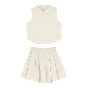 大耳象女童无袖衬衫裙裤套装夏季新款女宝纯色休闲