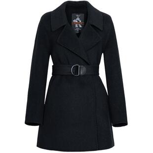 XG雪歌黑色通勤简约毛呢外套时尚冬季新款中长款长袖绵羊毛大衣女