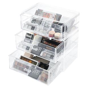 眼影盘收纳盒亚克力粉饼化妆品置物架桌面甲油彩妆口红分隔抽屉盒