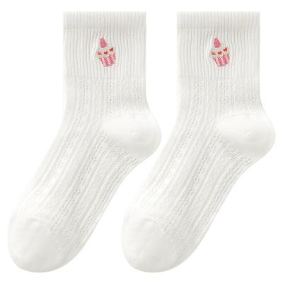 caramella白袜透气夏薄女短筒袜