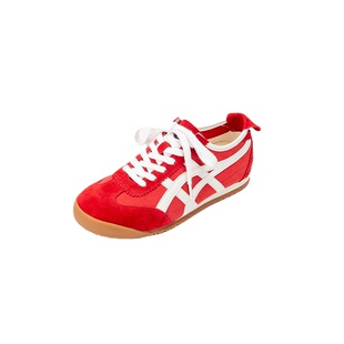 真皮版~红色德训鞋女2025新款内增高复古拼色休闲运动鞋阿甘鞋子