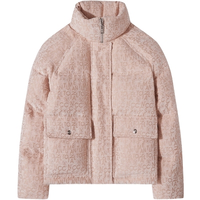 CNC女装 立领羽绒服女短款冬季新款时尚字母提花面包服外套