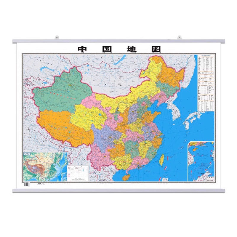 中国地图2025年新版高清挂图世界地图定制办公室挂画客厅背景墙贴
