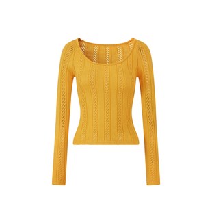 Sun雅乔【柔柔暖阳】秋冬长袖慵懒软糯镂空绞花针织毛衣蕾丝背心