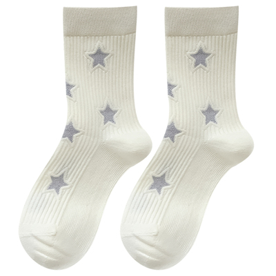 可爱创意星星袜子女中筒纯棉无骨