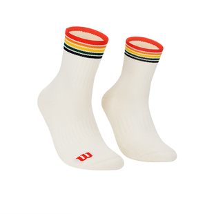 Wilson威尔胜官方男女同款抗菌面料网球运动撞色袜子中腰袜