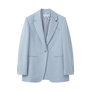 【商场同款】LILY2025新款女装老钱风气质休闲通勤蓝色西装外套