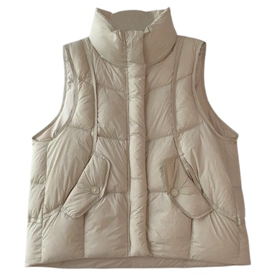 不跑毛90白鸭绒短款羽绒服马甲女