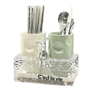 高颜值筷子收纳盒轻奢筷子筒筷笼家用台面筷子桶筷子篓沥水架一体