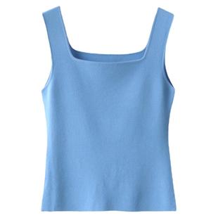 法式方领宽肩背心吊带外穿西装内搭打底修身针织不不起球