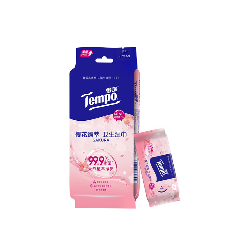得宝迷你樱花湿巾8片*6包