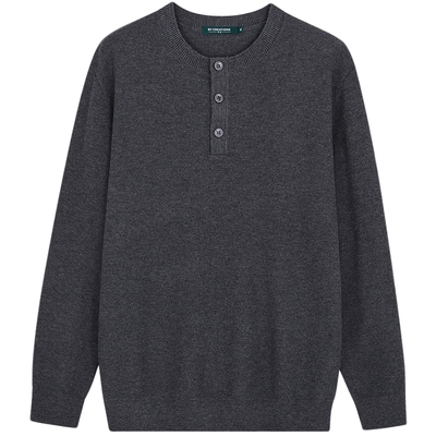 【可机洗】柏品亨利领羊毛针织衫男2025冬新英伦风休闲易打理毛衫