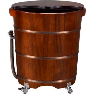 花梨木泡脚桶木桶家用过小腿足浴洗脚木盆木质高深桶带轮子排水