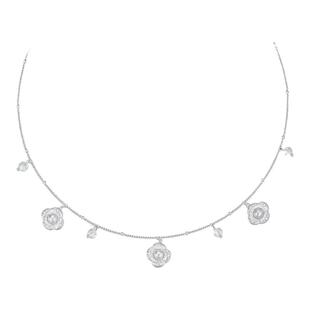 CINNLER“晚山茶呓语”拉丝山茶花白水晶925银项链轻奢小众锁骨链