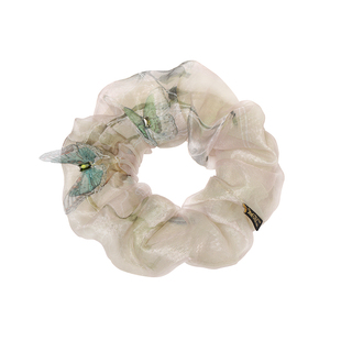 shes茜子蝶花斜影原创手工缝制网纱蝴蝶马尾绑头发女发圈盘发