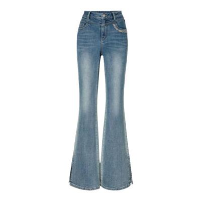 【商场同款】HPLY荷比俪春秋新款女洗水喇叭薄款复古牛仔长裤