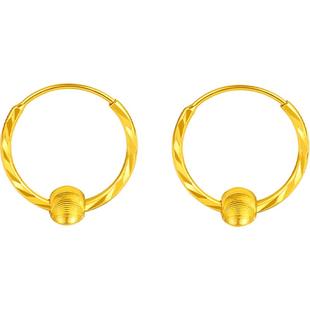 周六福黄金耳饰女计价足金5G金无极金珠耳环女友新年礼物