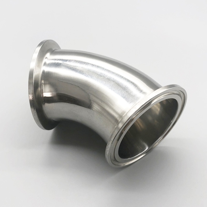 宏顺不锈钢卫生级45光亮卡盘弯头抛内外快开面快135装度度弯通