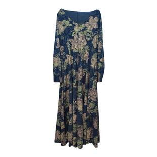 高贵夫人中年妈妈烫金提花连衣裙秋新款大码洋气中老年内搭打底裙