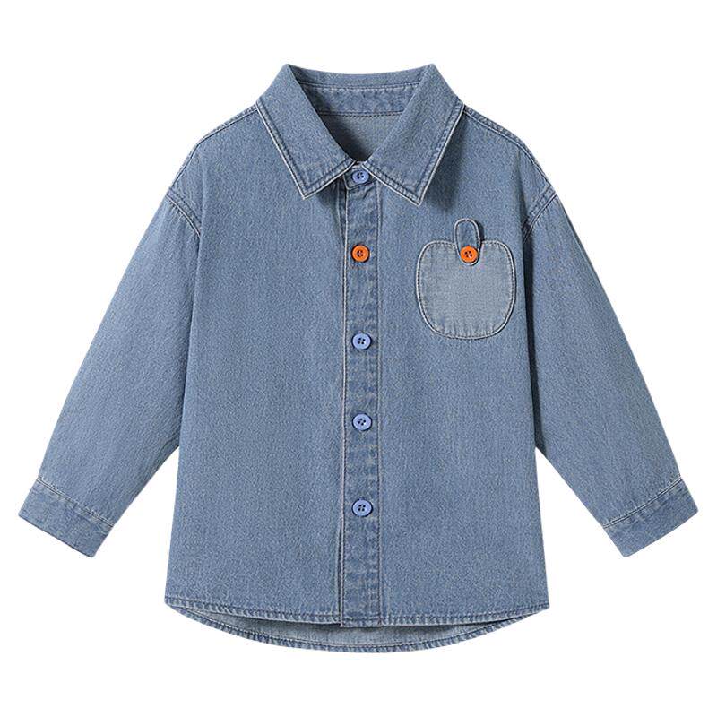 贝肽斯[防褪色]儿童牛仔衬衫外套男童长袖衬衣宝宝2026春装新款
