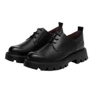 WONDERS西班牙原产进口休闲学院风圆头绑带纯色深口舒适女单鞋