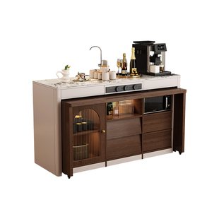 岛台餐桌一体家用可伸缩分离式岩板导台可移动餐桌2025新款可定制