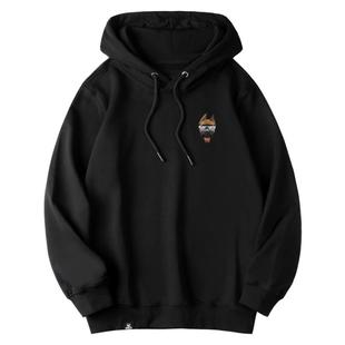 KERWATS可维斯品牌大码男女情侣无性别狗头胸花简约纯棉连帽卫衣