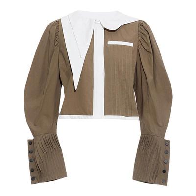 EAM街头短款棉不对称撞色短外套