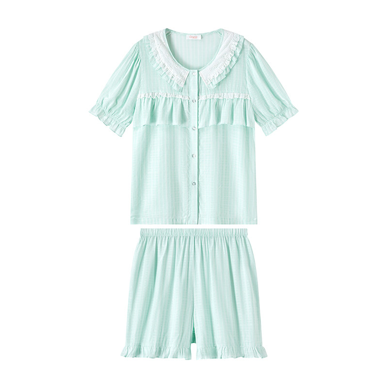 兰卓丽女士家居服短袖短裤娃娃领