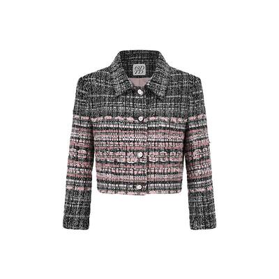 条纹粗花呢千金短外套（含飘带）