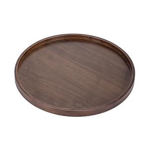 捷安玺胡桃木质托盘商用茶盘家用水果蛋糕圆盘子日式茶杯盘收纳盘