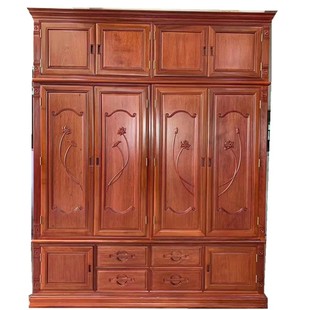 红木家具顶箱衣柜金花梨木卧室衣柜中式家用简约储物收纳柜全实木