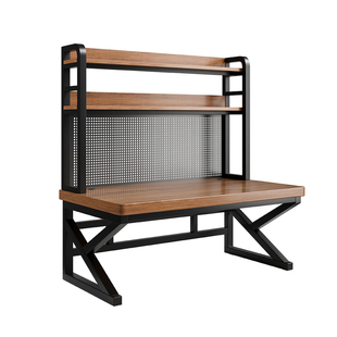 实木电脑桌卧室家用台式电竞桌学生学习桌洞洞板书桌书架一体桌子