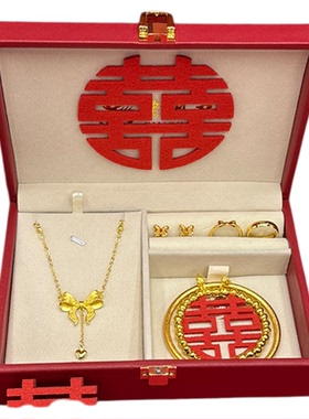 婚礼摆台结婚假三金订婚假黄金五金首饰一套摆件三生花古法传承女