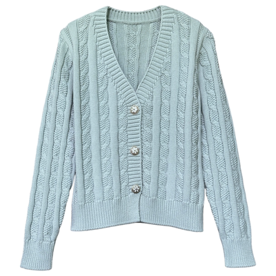 原创100%棉针织开衫加厚毛衣女