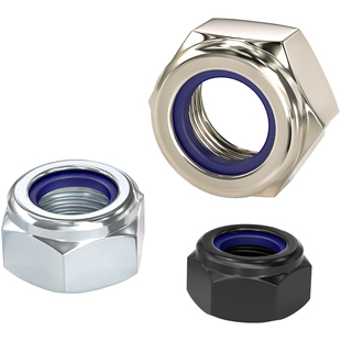 镀蓝白锌尼龙防松螺母六角锁紧自锁防滑螺丝帽M3M4M5M6M8M10M16mm