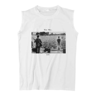 时光time复古印花圆领无袖T恤