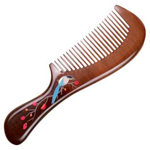 郎府老桃木梳子彩绘梳便携细齿顺发梳造型喜鹊男女士儿童刘海包包