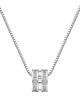 饰悟双圆环珠小蛮简约大方银项链