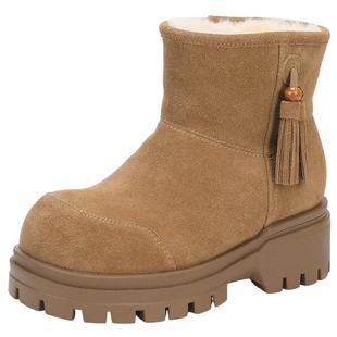 saturdaymode雪地靴女2025冬季新款厚底东北保暖加绒复古毛毛棉鞋