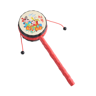 拨浪鼓婴儿玩具经典款手摇波鼓宝宝木质塑料传统儿童新生儿男女孩