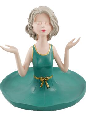 创意女孩托盘桌面摆件玄关钥匙收纳家居客厅装饰礼品树脂工艺品